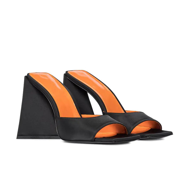Bright Color Tie-Dye Square Toe Ultra-High Heel Slippers