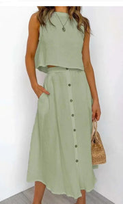 Solid Color Vest & Skirt Set CosmikCart