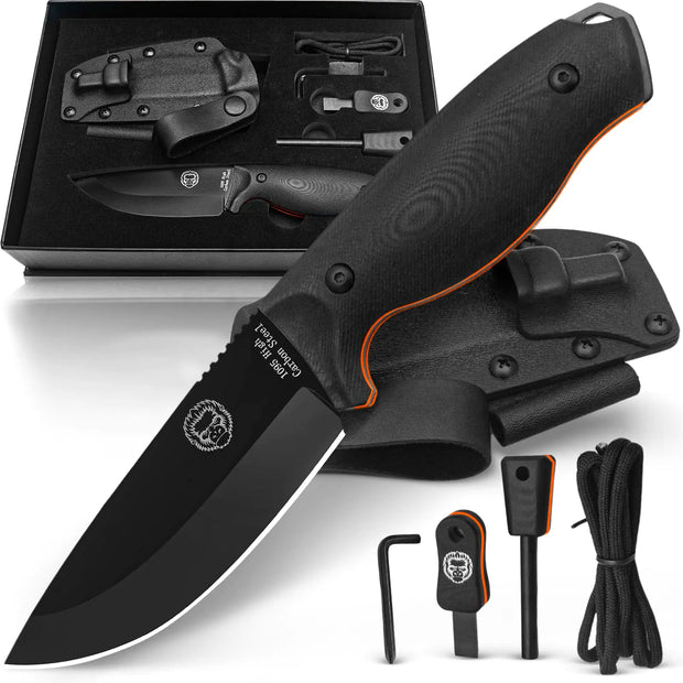 Holtzmans Gorilla Survival Bloodline Full Tang 1095 High Carbon Steel Fixed Blade Survival Knife with Kydex Sheath